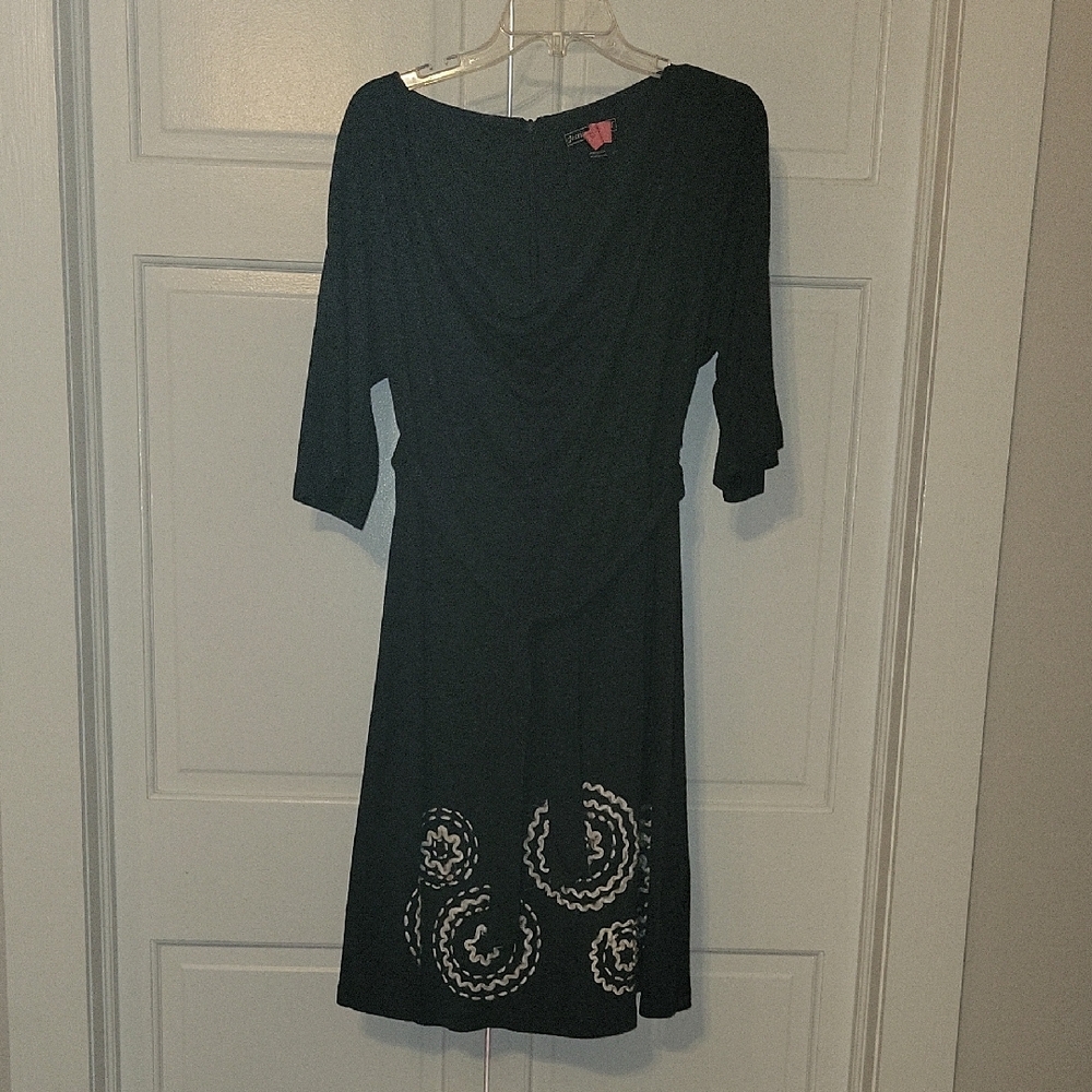 Casual Charcoal Grey Dress with Embroidered Details - Picture 1 of 4